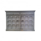 Indian Embossed Antique Brass work Solid wood Grey Sideboard Buffet 150cm